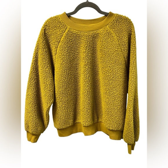 Old Navy Loose Cozy Sherpa Sweatshirt Womens size XL Yellow - Picture 2 of 14